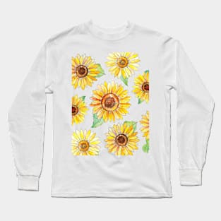 Watercolour Sunflowers Long Sleeve T-Shirt